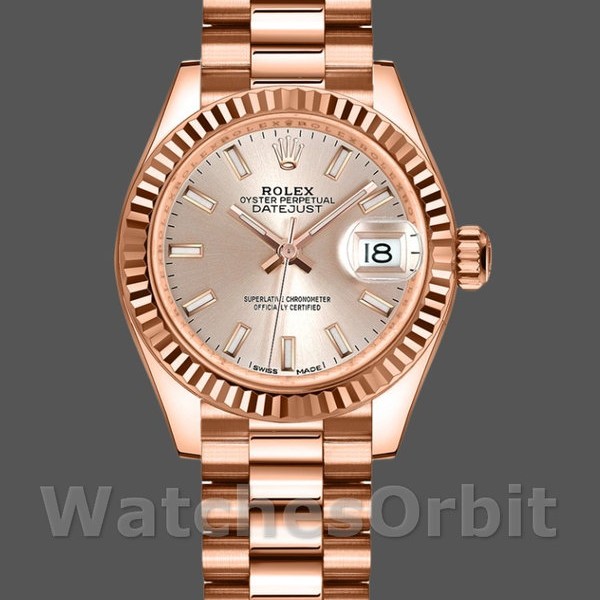 Womens Rolex Datejust-279175, 28mm, Sundust, Index Dial, Fluted Bezel, Lady Sundust Replica Watch Image