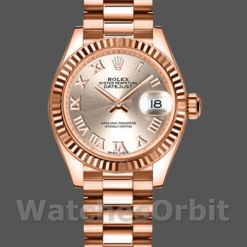 Women's Rolex Datejust-279175, 28mm, Sundust Roman Numeral Dial, Fluted Bezel, Lady Sundust