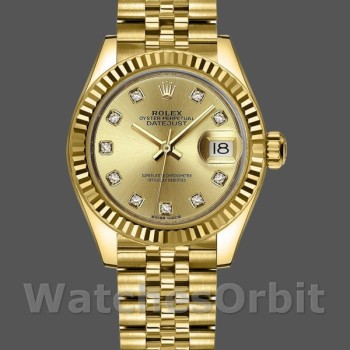 Women's Rolex Datejust-279178, 28mm, Yellow Gold, Champagne Diamond Dial, Lady Champagne