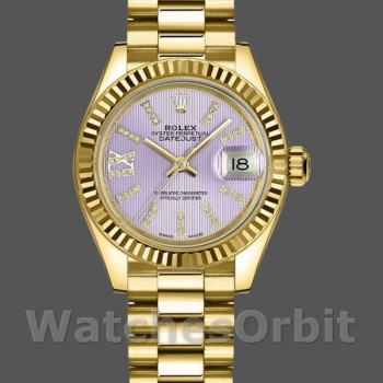 Women's Rolex Datejust-279178, 28mm, Lilac Purple Dial, Fluted Bezel, Lady Lilac Purple