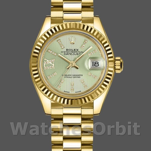 Womens Rolex Datejust-279178, 28mm, Linden Green Dial, Fluted Bezel, Lady Linden Green Replica Watch Image