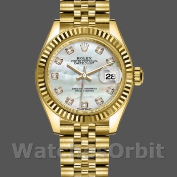 Women's Rolex Datejust-279178, 28mm, Yellow Gold, MOP Diamond Dial, Lady MOP