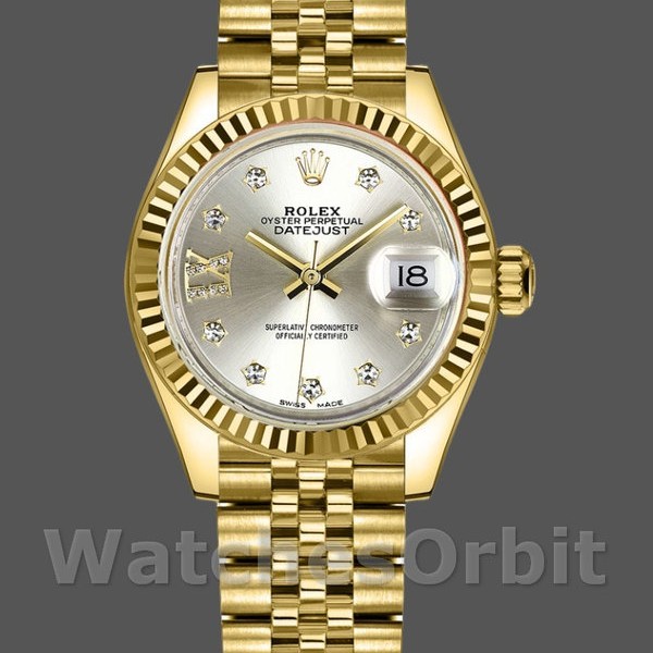Womens Rolex Datejust-279178, 28mm, Silver Dial, Diamond, Yellow Gold, Lady Silver Replica Watch Image
