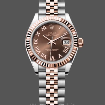 Women's Rolex Datejust 28mm Rose Gold & Steel Chocolate Dial m279171 0009 Women's Chocolate Dial