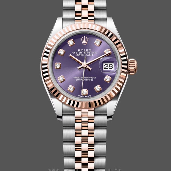 Womens Rolex Datejust 28-m279171 0015, Oystersteel & Rose Gold, Lady’s Purple Dial Replica Watch Image