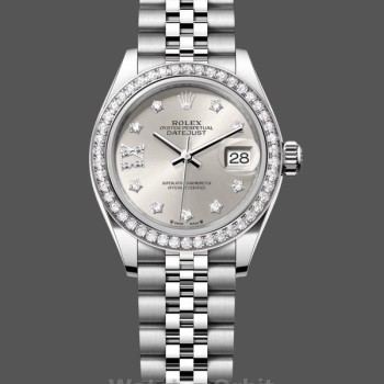 Women's Rolex Datejust 28-m279384RBR, Silver Dial, Diamond Bezel, Women’s Silver Dial