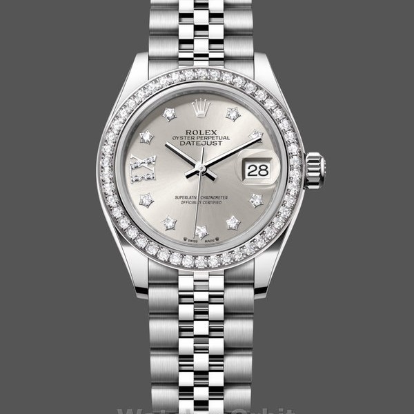 Womens Rolex Datejust 28-m279384RBR, Silver Dial, Diamond Bezel, Women’s Silver Dial Replica Watch Image