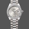 Womens Rolex Datejust 28mm White Gold Silver Diamond President Dial - 279139RBR 0003 Silver Dial Replica Watch Image