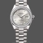 Women's Rolex Datejust 28mm White Gold Silver Diamond President Dial - 279139RBR 0003 Silver Dial