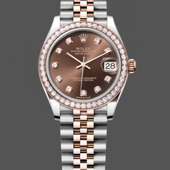 Women's Rolex Datejust 31-M278381RBR 0028, Rose Gold, Chocolate Diamond Dial, Diamond Bezel, Women’s Chocolate
