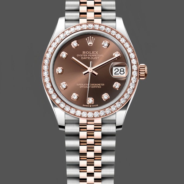 Womens Rolex Datejust 31-M278381RBR 0028, Rose Gold, Chocolate Diamond Dial, Diamond Bezel, Women’s Chocolate Replica Watch Image