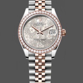 Women's Rolex Datejust 28-m279171 0017, Chocolate Index, Steel & Rose Gold, Chocolate
