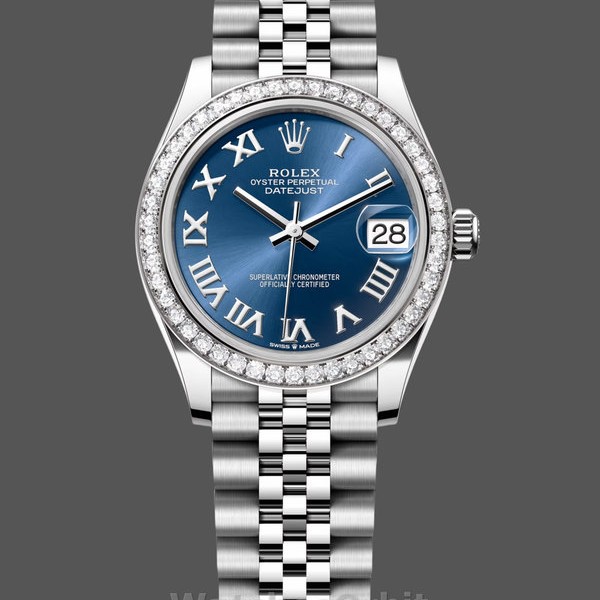 Womens Rolex Datejust 31mm Blue Roman Dial Stainless Steel & White Gold - M278384RBR 0037 Blue Dial Replica Watch Image