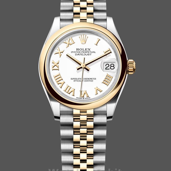 Womens Rolex Datejust 31mm Yellow Gold White Roman Dial Womens  - M278243 0002 White Dial Replica Watch Image