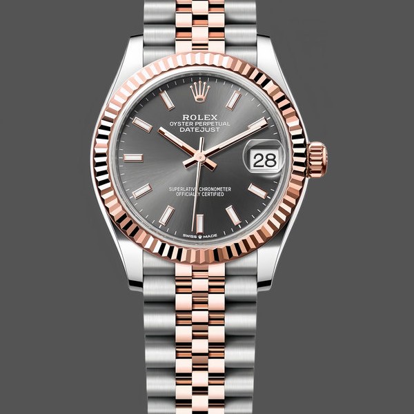 Womens Rolex Datejust 31-278271 0018, Two‑Tone, Fluted Slate Dial, Jubilee, Slate Replica Watch Image