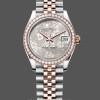 Womens Rolex Datejust 31-m278381rbr, Two-Tone, Silver Floral-Motif, Diamond Bezel, Women’s Silver Floral Motif Dial Replica Watch Image