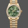Womens Rolex Datejust 31-M278288RBR 0038, Yellow Gold, Olive Green, Floral Motif, Diamond Bezel Green Dial Replica Watch Image