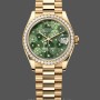 Women's Rolex Datejust 31-M278288RBR 0038, Yellow Gold, Olive Green, Floral Motif, Diamond Bezel Green Dial