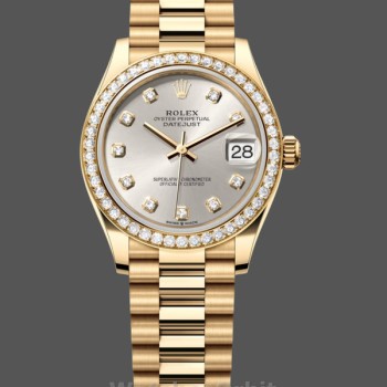 Women's Rolex Datejust 31-M278288RBR 0028, Yellow Gold, Silver Diamond Dial, Diamond Bezel, Women’s Silver Dial