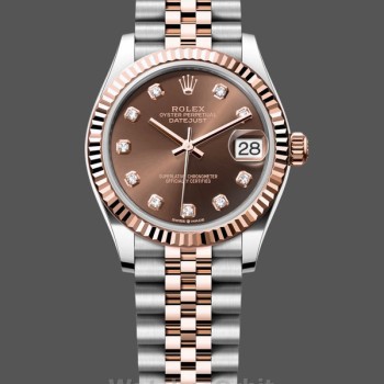Women's Rolex Datejust 31-278271 0028, Two‑Tone, Fluted Bezel, Jubilee, Chocolate