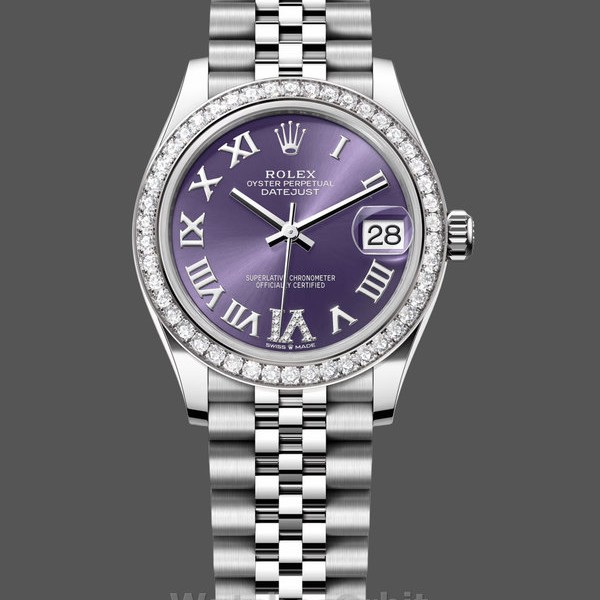 Womens Rolex Datejust 31-278384RBR, Stainless Steel, Aubergine VI Dial, Jubilee Women’s Purple Dial Replica Watch Image