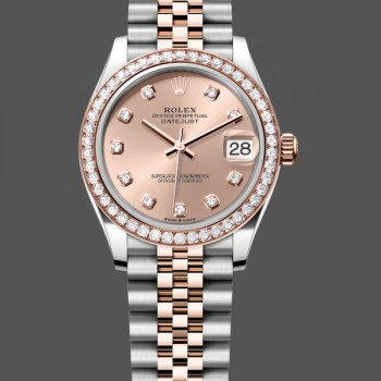 Women's Rolex Datejust 31-278381RBR 0024, Stainless Steel & Rose Gold, Rose Diamond Dial, Jubilee, Rose colour set with diamonds