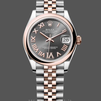 Women's Rolex Datejust 31mm Rose Gold & Stainless Steel Rhodium Roman VI Dial - M278241 0030 Grey Dial