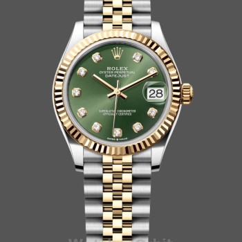 Women's Rolex Datejust 31-278273 0003, Stainless Steel & Yellow Gold, Green Jubilee, Green