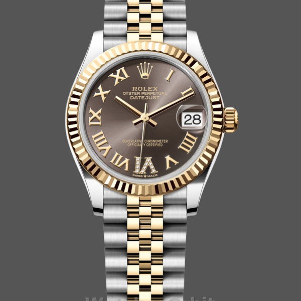 Womens Rolex Datejust 31-278273 0018, Stainless Steel & Yellow Gold, Grey VI Roman Jubilee, Grey Replica Watch Image