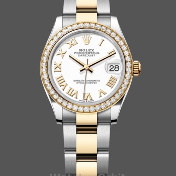 Women's Rolex Datejust 31mm Yellow Gold Roman Dial Diamond 278383rbr 0001 White Dial