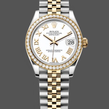 Women's Rolex Datejust 31-278383RBR 0002, Stainless Steel & Yellow Gold, White Roman Dial, Jubilee, White
