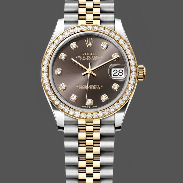 Womens Rolex Datejust 31-278383RBR 0022, Stainless Steel & Yellow Gold, Grey Diamond Jubilee, Grey Replica Watch Image