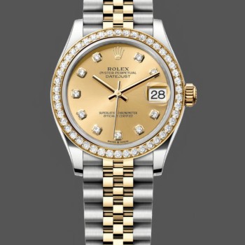 Women's Rolex Datejust 31-278383RBR 0026, Stainless Steel & Yellow Gold, Champagne Diamond Jubilee, Champagne