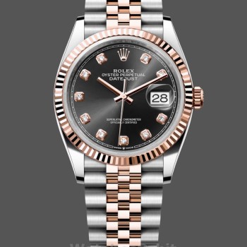 Women's Rolex Datejust 36-M126231 0019, Everose Gold, Black Diamond Dial, Women’s Black Dial