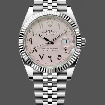 Men's Rolex Datejust Middle Eastern Digital Pink Dial Fluted Bezel M126234 Pink Dial