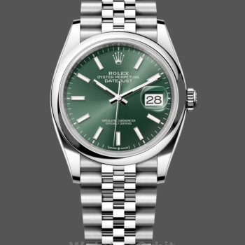 Women's Rolex Datejust 36-M126200‑0023, Stainless Steel, Mint Green Dial, Jubilee, Green Dial