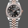 Womens Rolex Datejust 36mm Everose Gold Black Dial Diamond Bezel m126281rbr 0007 Black Dial Replica Watch Image