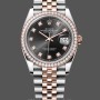 Women's Rolex Datejust 36mm Everose Gold Black Dial Diamond Bezel m126281rbr 0007 Black Dial