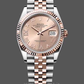 Women's Rolex Datejust 36-m126231 0027, Steel & Everose Gold, Rose Diamond Pave Roman Dial, Rose Gold Dial