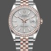 Unisexs Rolex Datejust 36MM Steel & Everose Gold Silver Fluted-Motif Dial Diamond Bezel M126281RBR Grey Dial Replica Watch Image