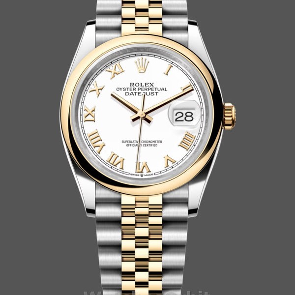 Womens Rolex Datejust 36-126203 0029, Two-Tone, White Dial, Roman Numerals, White Dial Replica Watch Image