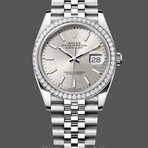 Womens Rolex Datejust 36-M126284RBR 0005, White Gold & Diamonds, Silver Dial, Women’s Silver Dial Replica Watch Image