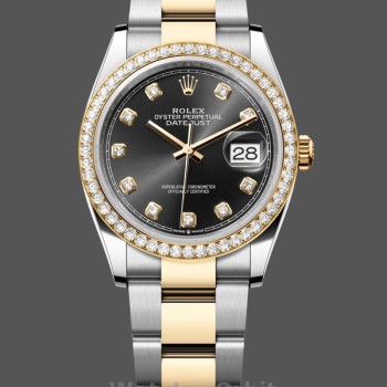 Women's Rolex Datejust 36-m126283rbr 0008, Yellow Gold, Black Dial Black Dial