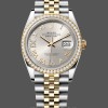 Womens Rolex Datejust 36-m126283rbr 0017, Yellow Gold & Diamonds, Silver Diamond Pave Roman Dial, Silver Dial Replica Watch Image