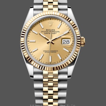 Unisex's Rolex Datejust 36mm Unisex-126233 0015-Champagne Index Dial-Fluted Bezel Champagne