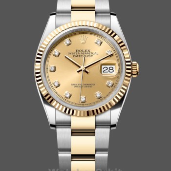 Unisex's Rolex Datejust 36mm Unisex-126233 0018-Champagne Diamond Dial Champagne