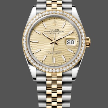Women's Rolex Datejust 36mm Yellow Gold and Steel Champagne Dial 126283RBR Champagne Dial