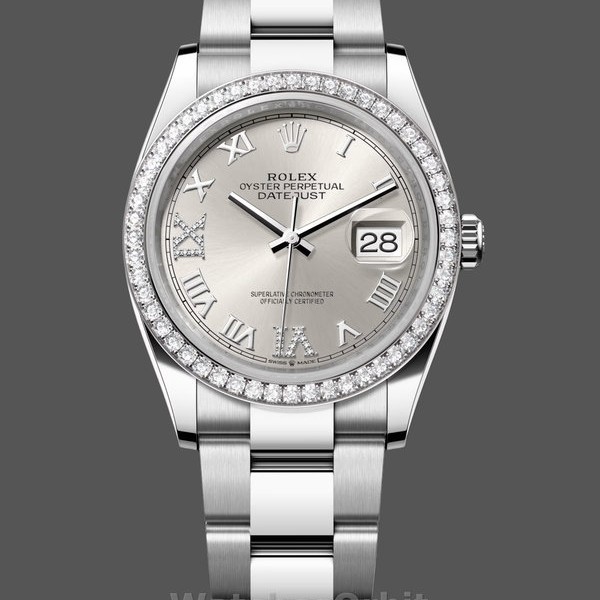 Womens Rolex Datejust 36-m126284rbr 0022, Stainless Steel, Silver Roman Dial, Oyster, Silver Dial Replica Watch Image