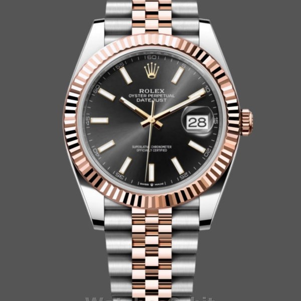 Mens Rolex Datejust 41-126331, Everose Gold, Black Dial, Jubilee Bracelet Black Dial Replica Watch Image