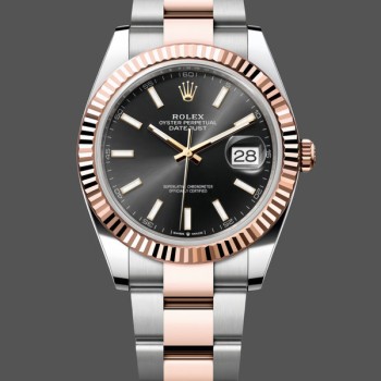 Men's Rolex Datejust 41-126331, Everose Gold, Black Dial, Oyster Bracelet Black Dial